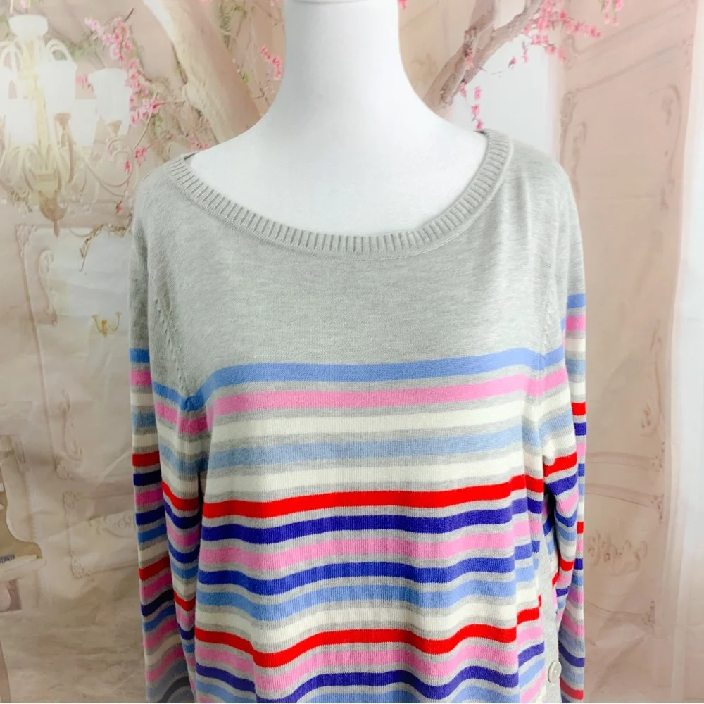 NEW Talbots Striped Side Button down Sweater - Picture 3 of 11